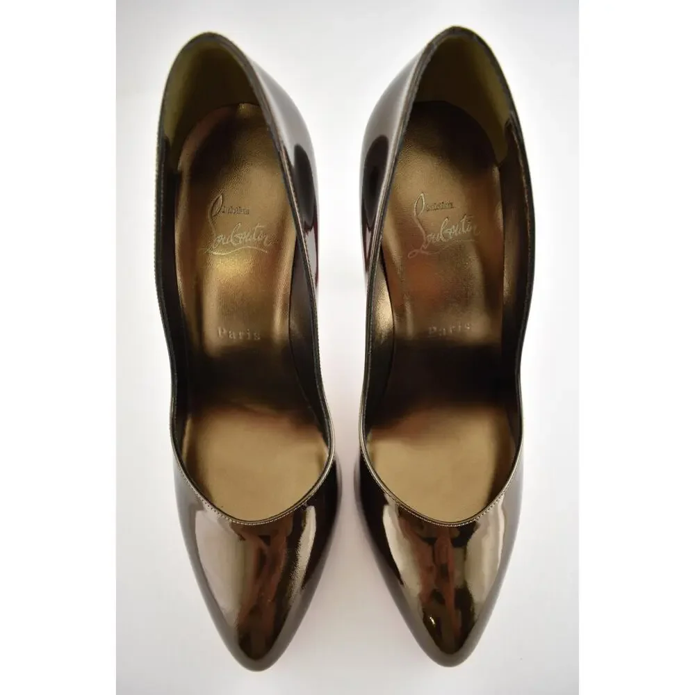 Christian Louboutin Fannylove 100 Bronzo Brown Metallic Leather Heel Pump 40.5